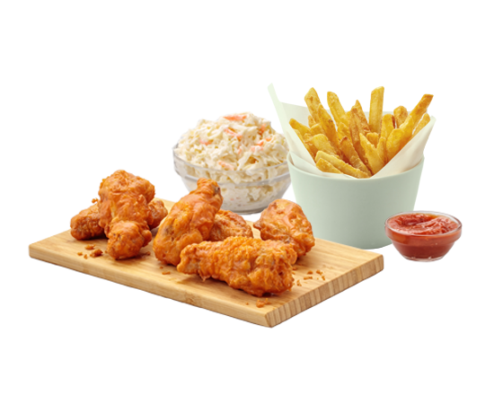 ailes de poulet et pizza